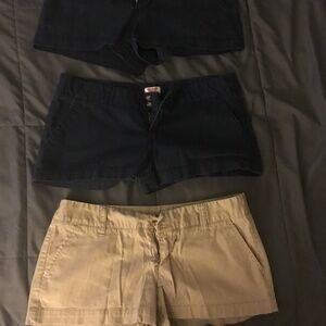 Mossimo Supply Co. Khaki Shorts 3 pairs ~ Size 7 ~ Used